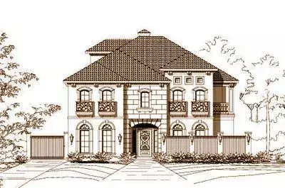 Tuscan house plans 19-646 - front exterior, 5,300 sq ft, 4 bed, 4 bath house plans | Monster House Plans