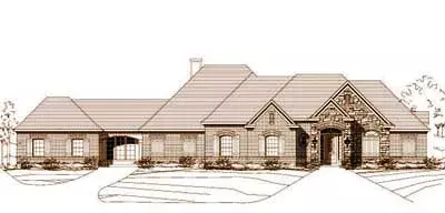 French Country house plans 19-653 - front exterior, 3,518 sq ft, 4 bed, 2 bath house plans | Monster House Plans