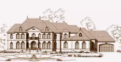 European house plans 19-658 - front exterior, 6,478 sq ft, 4 bed, 4 bath house plans | Monster House Plans