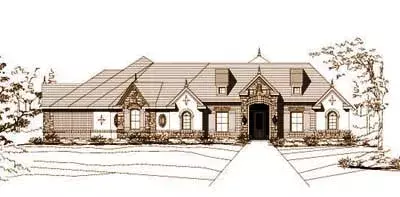 French Country house plans 19-689 - front exterior, 3,787 sq ft, 4 bed, 4 bath house plans | Monster House Plans