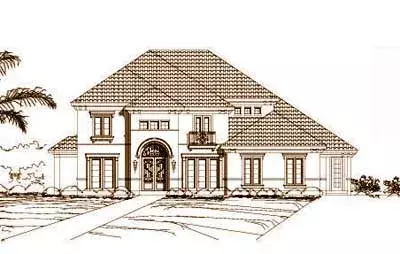 Mediterranean house plans 19-690 - front exterior, 4,144 sq ft, 5 bed, 4 bath house plans | Monster House Plans
