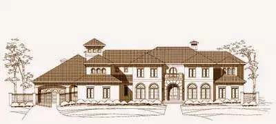 Mediterranean house plans 19-697 - front exterior, 8,402 sq ft, 5 bed, 5 bath house plans | Monster House Plans
