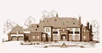 European house plans 19-701 - front exterior, 12,084 sq ft, 5 bed, 5 bath house plans | Monster House Plans