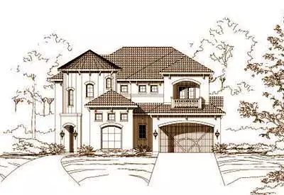 Mediterranean house plans 19-717 - front exterior, 3,767 sq ft, 4 bed, 4 bath house plans | Monster House Plans