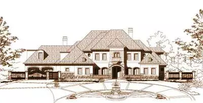 French Country house plans 19-724 - front exterior, 7,053 sq ft, 5 bed, 5 bath house plans | Monster House Plans