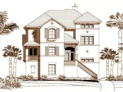 Coastal house plans 19-738 - front exterior, 2,834 sq ft, 3 bed, 2 bath house plans | Monster House Plans