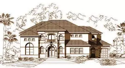 Mediterranean house plans 19-739 - front exterior, 6,846 sq ft, 5 bed, 5 bath house plans | Monster House Plans