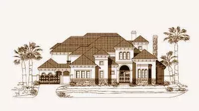 Tuscan house plans 19-740 - front exterior, 6,279 sq ft, 5 bed, 5 bath house plans | Monster House Plans