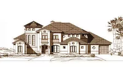 Mediterranean house plans 19-744 - front exterior, 5,213 sq ft, 5 bed, 5 bath house plans | Monster House Plans