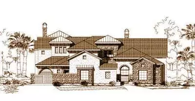 Tuscan house plans 19-749 - front exterior, 6,471 sq ft, 5 bed, 5 bath house plans | Monster House Plans