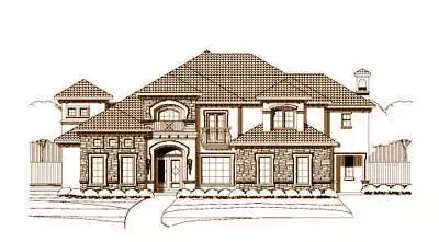 Tuscan house plans 19-752 - front exterior, 5,285 sq ft, 5 bed, 4 bath house plans | Monster House Plans