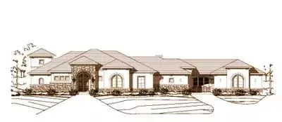 Tuscan house plans 19-753 - front exterior, 3,541 sq ft, 3 bed, 3 bath house plans | Monster House Plans