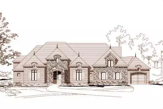 French Country house plans 19-787 - front exterior, 3,414 sq ft, 3 bed, 2 bath house plans | Monster House Plans