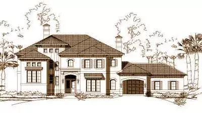 Mediterranean house plans 19-790 - front exterior, 5,813 sq ft, 5 bed, 5 bath house plans | Monster House Plans