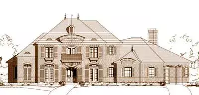 European house plans 19-812 - front exterior, 4,404 sq ft, 4 bed, 4 bath house plans | Monster House Plans