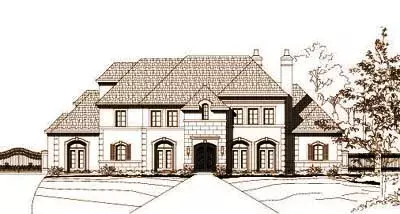 European house plans 19-829 - front exterior, 7,015 sq ft, 4 bed, 4 bath house plans | Monster House Plans