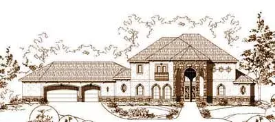 Tuscan house plans 19-830 - front exterior, 4,892 sq ft, 3 bed, 3 bath house plans | Monster House Plans
