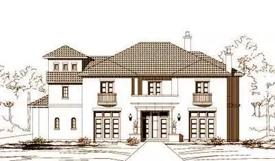 Mediterranean house plans 19-853 - front exterior, 6,303 sq ft, 3 bed, 4 bath house plans | Monster House Plans