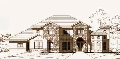Tuscan house plans 19-865 - front exterior, 4,716 sq ft, 5 bed, 4 bath house plans | Monster House Plans