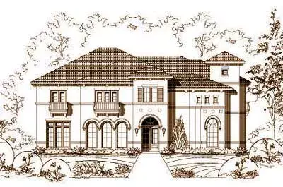 Mediterranean house plans 19-870 - front exterior, 6,499 sq ft, 5 bed, 5 bath house plans | Monster House Plans