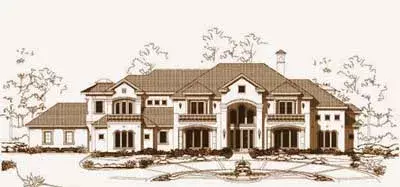 Mediterranean house plans 19-871 - front exterior, 8,941 sq ft, 5 bed, 6 bath house plans | Monster House Plans