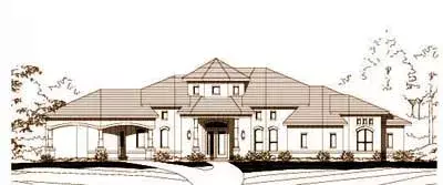 Contemporary house plans 19-876 - front exterior, 3,360 sq ft, 3 bed, 2 bath house plans | Monster House Plans
