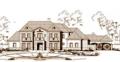 European house plans 19-896 - front exterior, 7,258 sq ft, 5 bed, 5 bath house plans | Monster House Plans