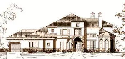 Tuscan house plans 19-902 - front exterior, 5,179 sq ft, 5 bed, 4 bath house plans | Monster House Plans