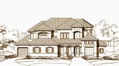 Mediterranean house plans 19-915 - front exterior, 5,287 sq ft, 4 bed, 4 bath house plans | Monster House Plans