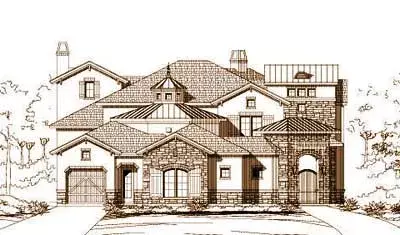 French Country house plans 19-916 - front exterior, 4,960 sq ft, 4 bed, 3 bath house plans | Monster House Plans