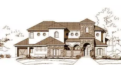 Tuscan house plans 19-917 - front exterior, 5,010 sq ft, 3 bed, 4 bath house plans | Monster House Plans