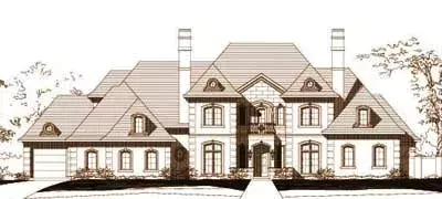 European house plans 19-926 - front exterior, 5,467 sq ft, 5 bed, 5 bath house plans | Monster House Plans