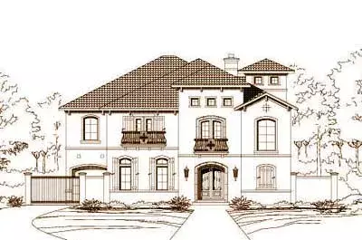Mediterranean house plans 19-928 - front exterior, 7,209 sq ft, 5 bed, 5 bath house plans | Monster House Plans