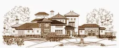 Tuscan house plans 19-936 - front exterior, 8,590 sq ft, 5 bed, 6 bath house plans | Monster House Plans