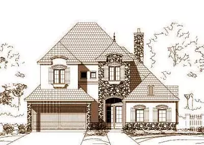 French Country house plans 19-938 - front exterior, 3,436 sq ft, 3 bed, 3 bath house plans | Monster House Plans
