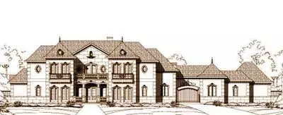 European house plans 19-945 - front exterior, 6,331 sq ft, 5 bed, 5 bath house plans | Monster House Plans