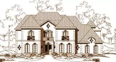 European house plans 19-964 - front exterior, 4,926 sq ft, 4 bed, 3 bath house plans | Monster House Plans