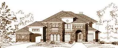 Tuscan house plans 19-978 - front exterior, 4,540 sq ft, 5 bed, 5 bath house plans | Monster House Plans