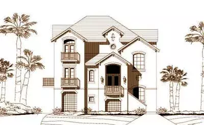 Beach house plans 19-979 - front exterior, 2,660 sq ft, 4 bed, 3 bath house plans | Monster House Plans