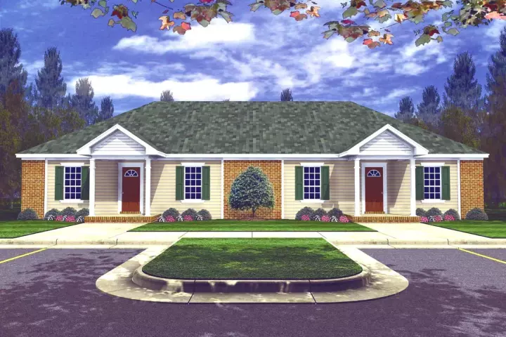 Traditional house plans 2-114 - front exterior, 1,980 sq ft, 4 bed, 4 bath house plans | Monster House Plans