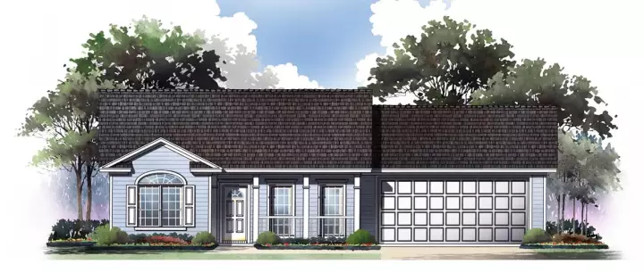 Traditional house plans 2-117 - front exterior, 1,002 sq ft, 2 bed, 2 bath house plans | Monster House Plans