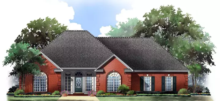European house plans 2-136 - front exterior, 1,503 sq ft, 2 bed, 2 bath house plans | Monster House Plans
