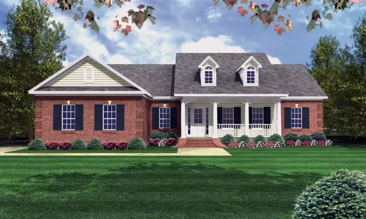 Southern house plans 2-138 - front exterior, 1,508 sq ft, 3 bed, 2 bath house plans | Monster House Plans
