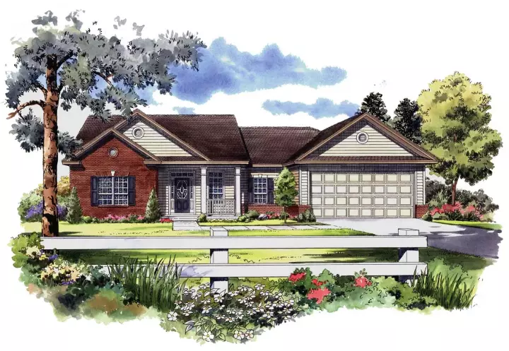 Country house plans 2-142 - front exterior, 1,600 sq ft, 3 bed, 2 bath house plans | Monster House Plans