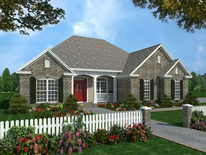 Traditional house plans 2-144 - front exterior, 1,600 sq ft, 3 bed, 2 bath house plans | Monster House Plans