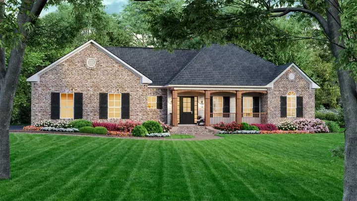 Country house plans 2-154 - front exterior, 1,639 sq ft, 3 bed, 2 bath house plans | Monster House Plans