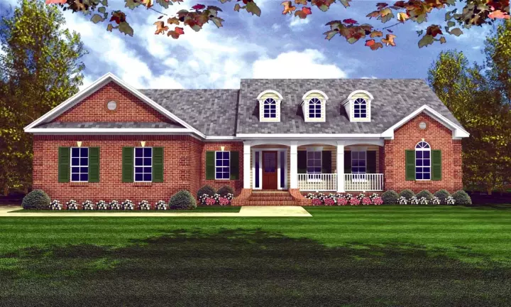 Southern house plans 2-165 - front exterior, 1,752 sq ft, 3 bed, 2 bath house plans | Monster House Plans