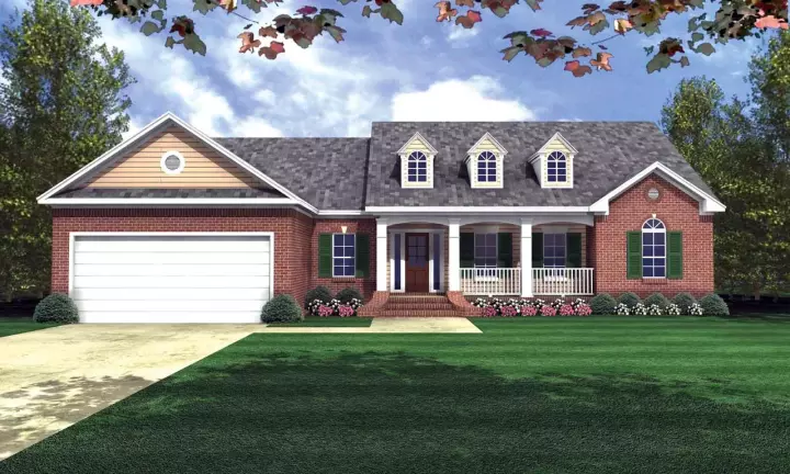 Country house plans 2-173 - front exterior, 1,800 sq ft, 3 bed, 2 bath house plans | Monster House Plans