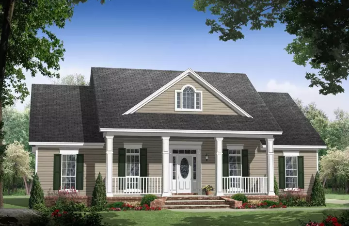 Country house plans 2-186 - front exterior, 1,888 sq ft, 3 bed, 2 bath house plans | Monster House Plans