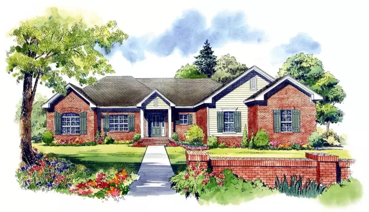 Traditional house plans 2-199 - front exterior, 2,000 sq ft, 3 bed, 2 bath house plans | Monster House Plans